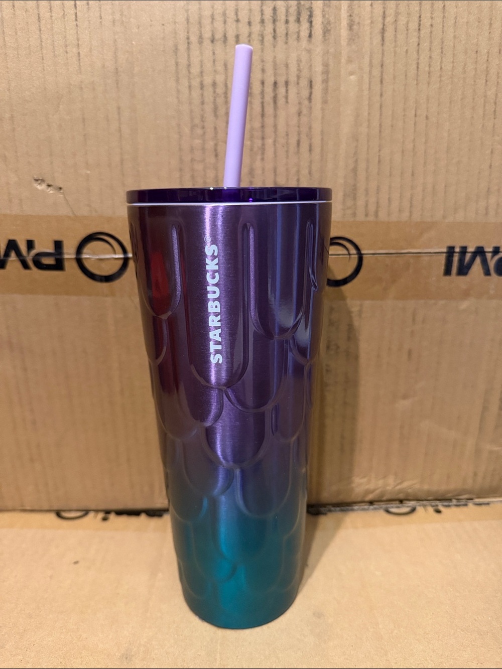 Starbucks Iridescent Purple and Teal Reusable Tumbler with Straw